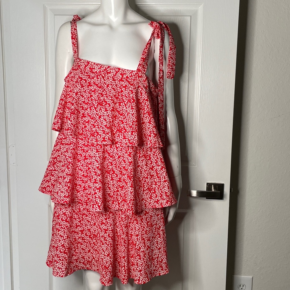 Entro Floral Ruffle Tie Strap Tank Midi Dress Anthropologie